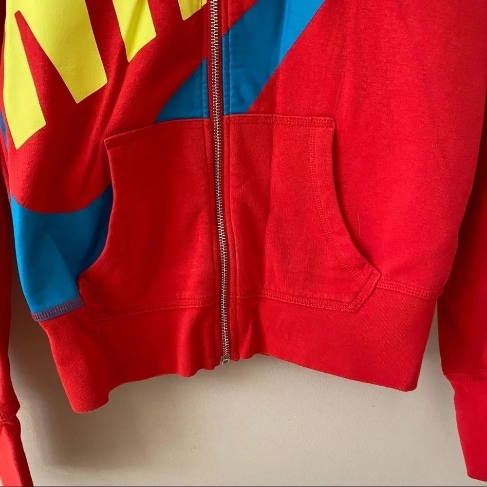 Nike Pink Yellow Neon Front Logo Zipper Sweater Sports Wear Hoodie